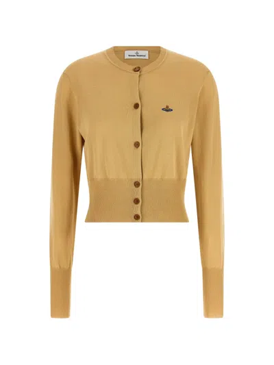 Vivienne Westwood Bea Orb-embroidered Cardigan In Gold