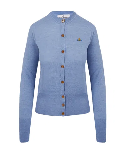 Vivienne Westwood Bea Orb-embroidered Cardigan In Blue