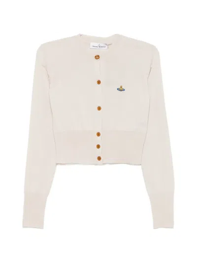 Vivienne Westwood Bea Orb-embroidered Cardigan In Nude