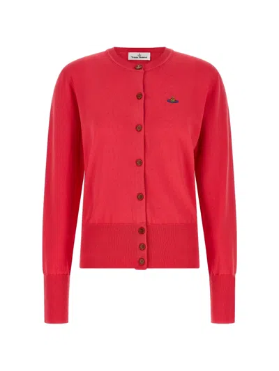 Vivienne Westwood Crew Neck Sweater With Button-down Front In Pink