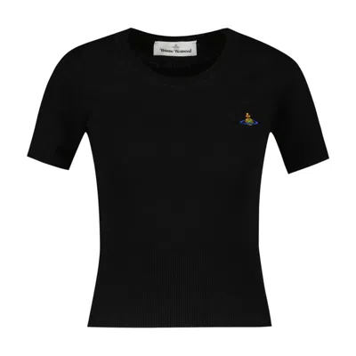 Vivienne Westwood Bea Orb-embroidered Short-sleeve Top In Black