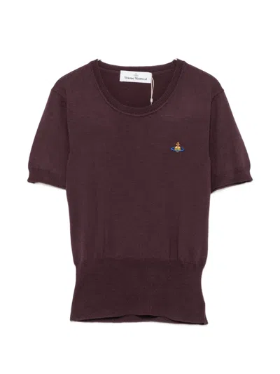 Vivienne Westwood Bea Orb-embroidered Sweater In Burgundy
