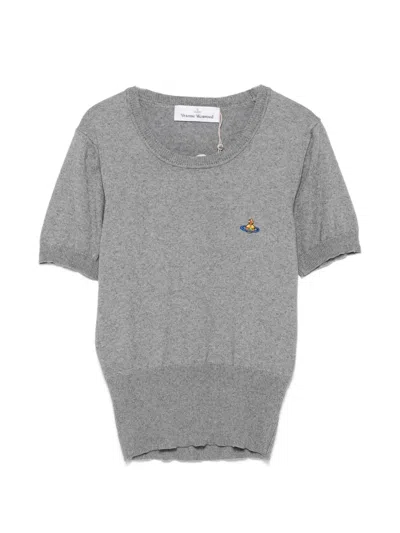 Vivienne Westwood Bea Orb-embroidered Top In Gray