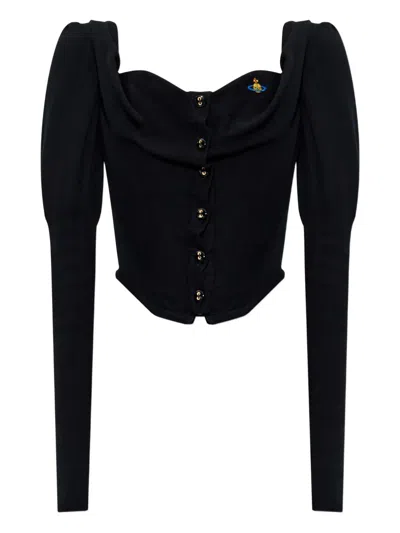 Vivienne Westwood Bea Puff-sleeve Corset Top In Black