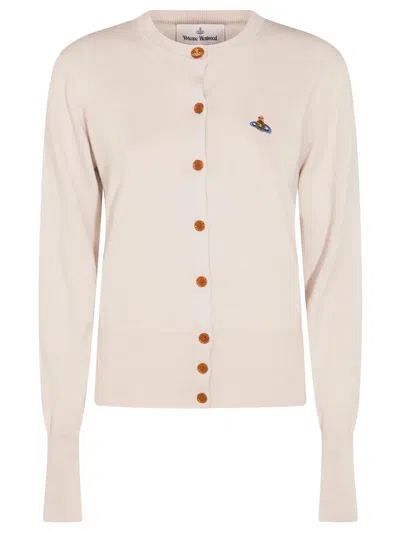 Vivienne Westwood Bea Ribbed-knit Cardigan In Beige