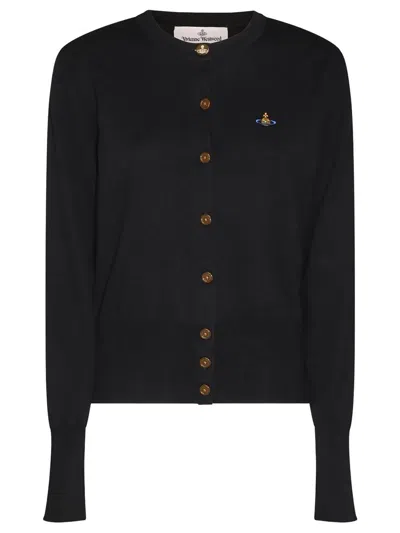 Vivienne Westwood Bea Ribbed-knit Cardigan In Black