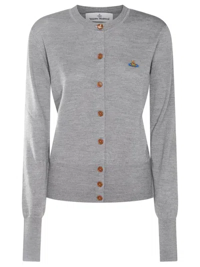 Vivienne Westwood Bea Cotton And Cashmere Cardigan In Dark Grey In Gray