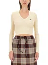 Vivienne Westwood Off-white Bea Cropped V-neck Sweater