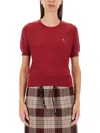 Vivienne Westwood Red Embroidered Logo Sweater In Bordeaux