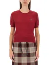 Vivienne Westwood Red Embroidered Logo Sweater In Burgundy