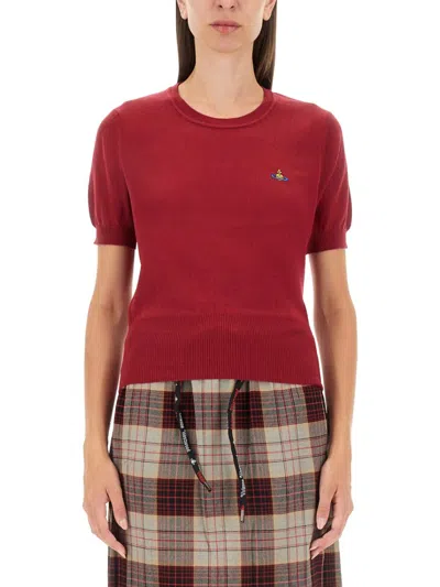 Vivienne Westwood Red Embroidered Logo Sweater