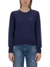 Vivienne Westwood Bea Cardigan With Logo Embroidery In Navy