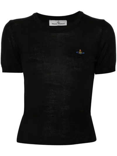 Vivienne Westwood Bea Short Sleeve Sweater In Black