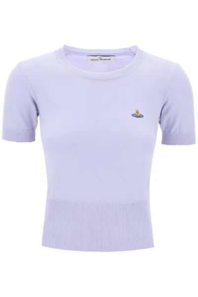 Vivienne Westwood Bea Short-sleeve Sweater With Orb Embroidery In Viola