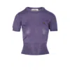 Vivienne Westwood Short-sleeve Wool-silk Blend Top With Round Neckline In Purple