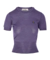Vivienne Westwood Short-sleeve Wool-silk Blend Top With Round Neckline In Purple