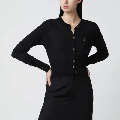 Vivienne Westwood Bea Silk Blend Cropped Cardigan In Black