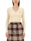 Vivienne Westwood Off-white Bea Cropped V-neck Sweater