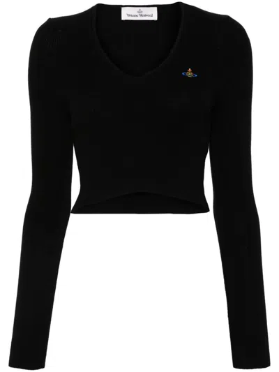 Vivienne Westwood Bea Cropped Sweater In Black