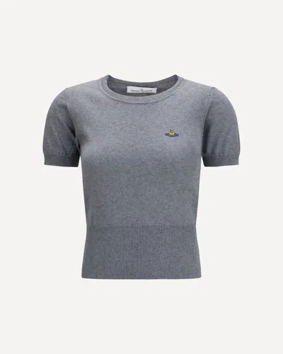 Vivienne Westwood Bea Knit Cotton-cashmere T-shirt In Dark Grey In Blue