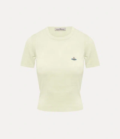 Vivienne Westwood Ribbed Hem Crewneck Top With Short Sleeves In White