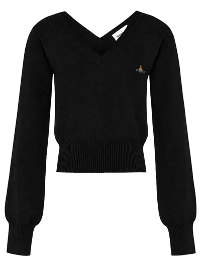 Vivienne Westwood Bea V-neck Cashmere Blend Jumper In Black