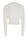 Vivienne Westwood 'bea' White Cropped Cardigan With Round Neck And Front Orb Embroidey In Cotton Woman In White