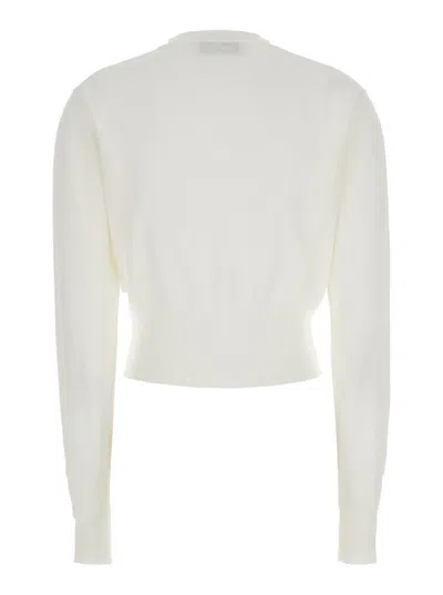 Vivienne Westwood 'bea' White Cropped Cardigan With Round Neck And Front Orb Embroidey In Cotton Woman