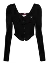 Vivienne Westwood Mens Black Bea Corset Cotton And Cashmere-blend Cardigan In Black