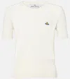 Vivienne Westwood Ribbed Hem Crewneck Top With Short Sleeves In White