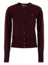 Vivienne Westwood Wool Cardigan With Long Sleeves And Crew Neck In Brown
