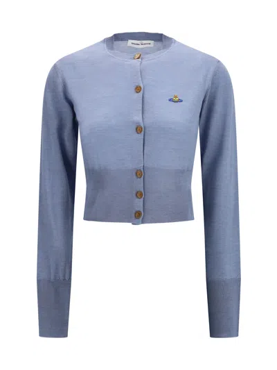 Vivienne Westwood Bea Cropped Wool And Silk Cardigan In Blue