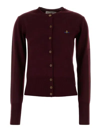 Vivienne Westwood Bea Wool Cardigan In Burgundy