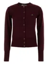 Vivienne Westwood Wool Cardigan With Long Sleeves And Crew Neck In Burgundy