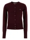 Vivienne Westwood Wool Cardigan With Long Sleeves And Crew Neck In Red