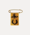 Vivienne Westwood Beaded Charm Pin Woven Beading Gold-black One Size Unisex In Gold