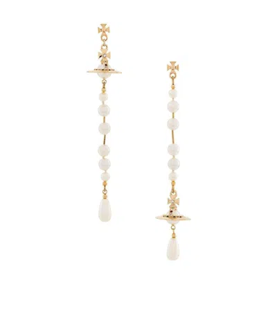 Vivienne Westwood Beaded Pendant Earrings In Gold