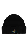 Vivienne Westwood Beanie Hat With Logo In Black