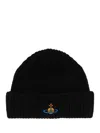 Vivienne Westwood Beanie Hat With Logo In Black