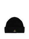 Vivienne Westwood Beanie Hat With Logo In Black
