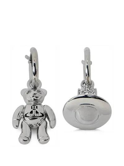 Vivienne Westwood Bear And Hat Pendant Earrings In Metallic