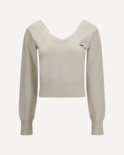 Vivienne Westwood Beatrice V-neck Sweater In White