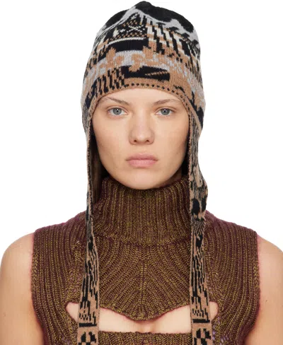 Vivienne Westwood Beige & Black Fairisle Flap Ears Beanie