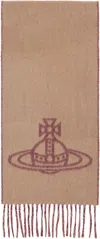 Vivienne Westwood Beige & Burgundy Single Orb Double Scarf