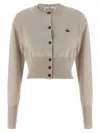 Vivienne Westwood Embroidered-logo Crop-length Cardigan In Neutral