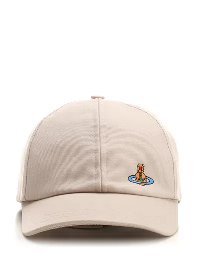 Vivienne Westwood Beige Cap With Embroidered Orb Logo
