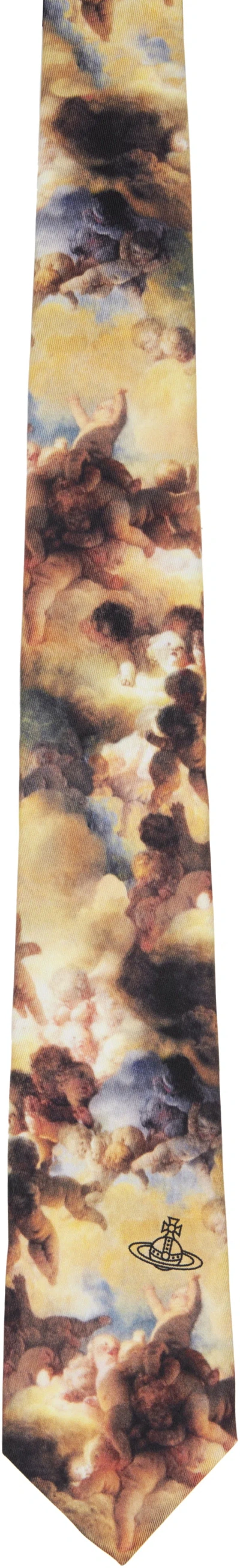 Vivienne Westwood Beige Cherubs 7cm Tie In Ss25-a404