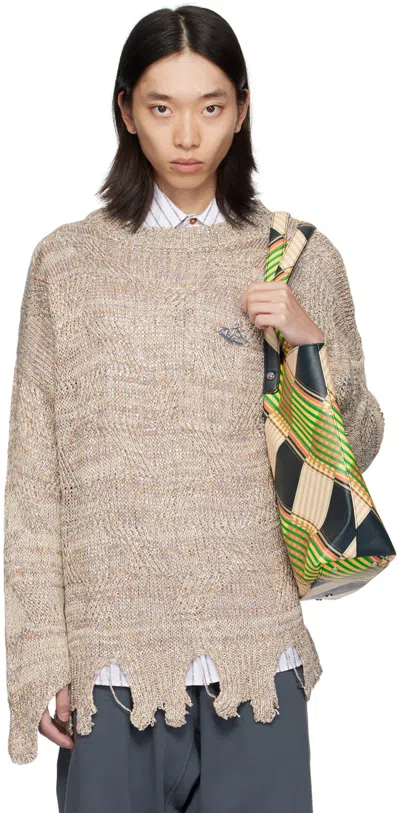Vivienne Westwood Beige Colette Sweater In Aw24-silver Oat