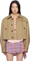 Vivienne Westwood Beige Cut Off Graziano Trench Coat In C404 Camel
