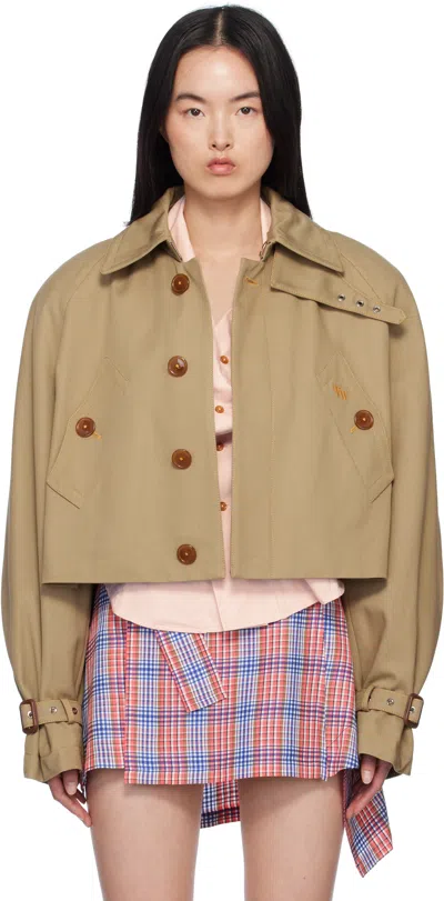 Vivienne Westwood Beige Cut Off Graziano Trench Coat In C404 Camel